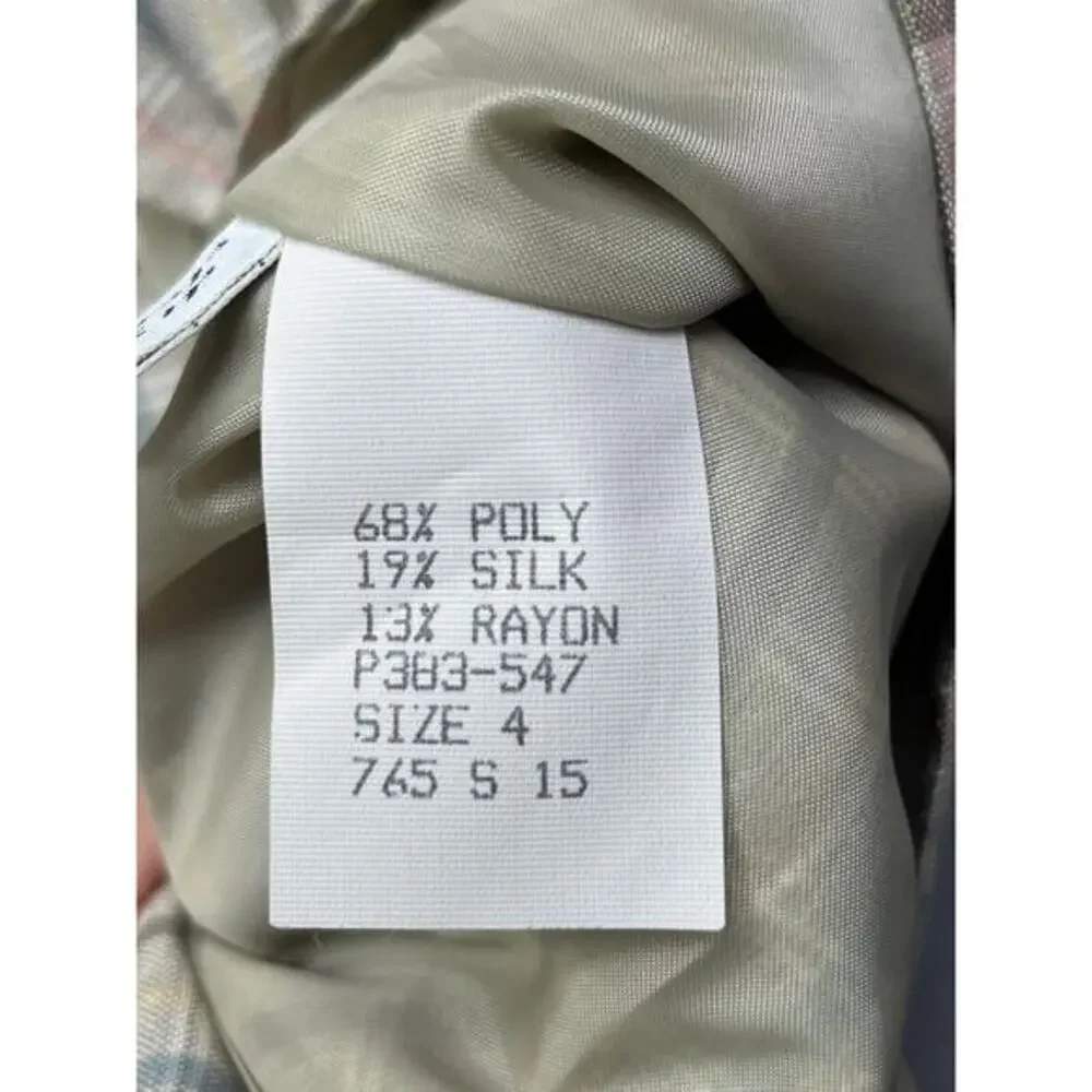 Counry Sophisticates Petite‎ Pendleton Jacket Blazer Womens 4 Tan Silk Plaid VTG